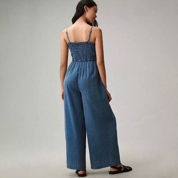 Anthropologie Pilcro Smocked Romper in Indigo - Picture 2 of 4